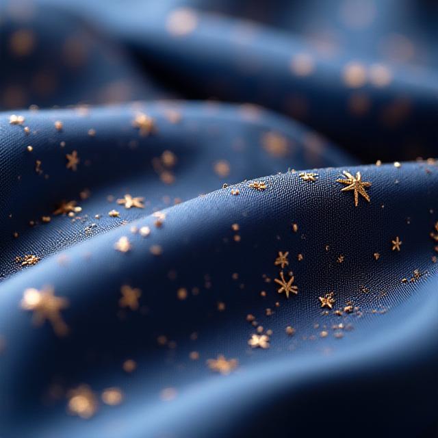 Close up of silk fabric indicating texture with starry gold dust sprinkles